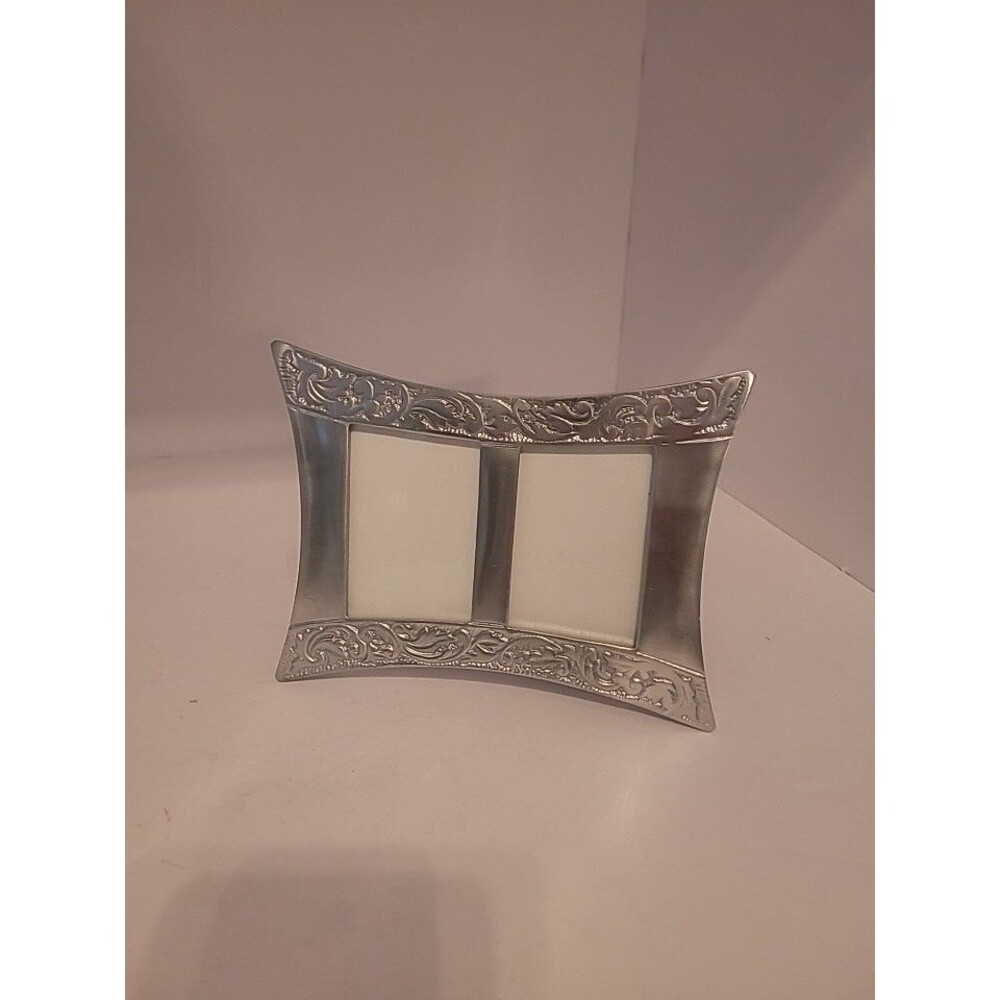 Pewter Double Photo Frame for two 2” x 3” Photos, 7” x 5.5” Frame
